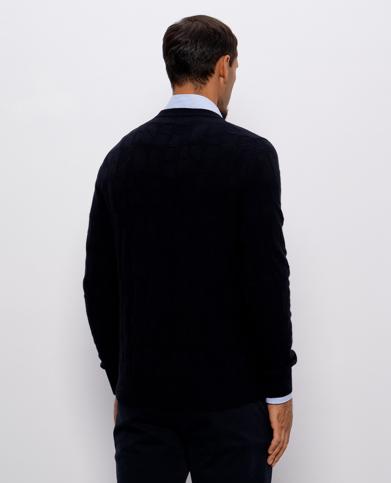 Blue wool and cashmere patterned sweater Peserico 4