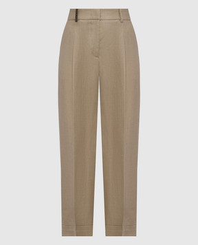 Peserico Beige linen trousers with lapels P0425802606