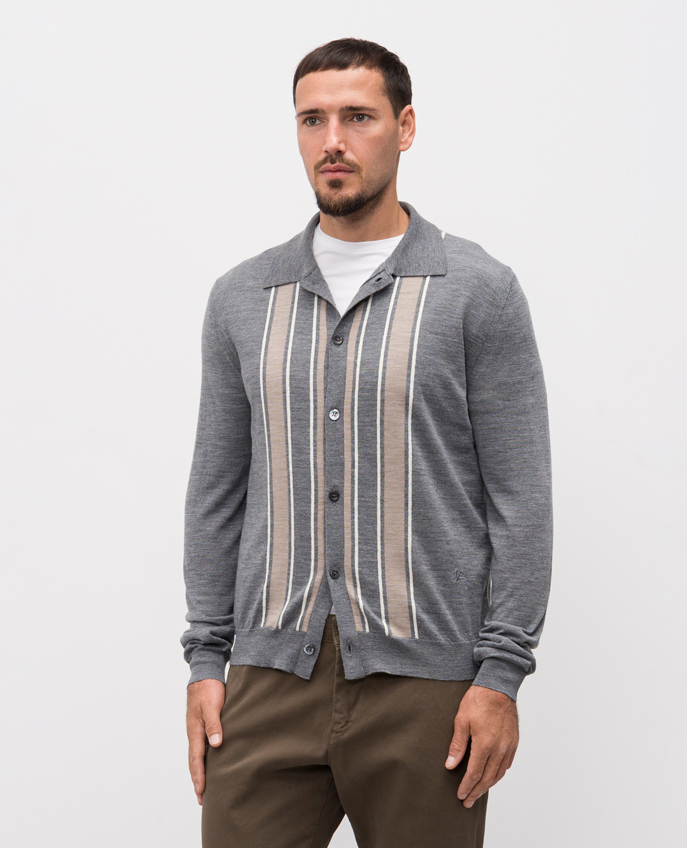 

Gray wool cardigan in shirt style ISAIA, Grey