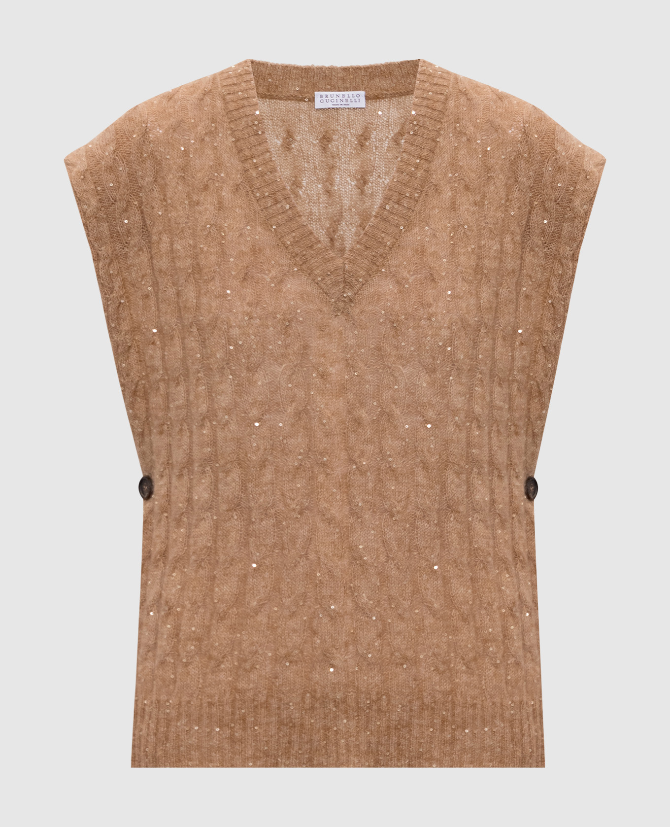 

Beige wool vest with sequins Brunello Cucinelli