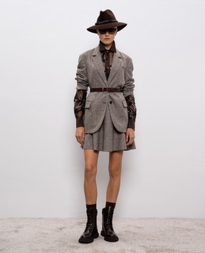 Brunello Cucinelli Brown silk blouse with sequins MF940RK906