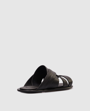 Stefano Ricci Black leather flip-flops UC71CG724MR