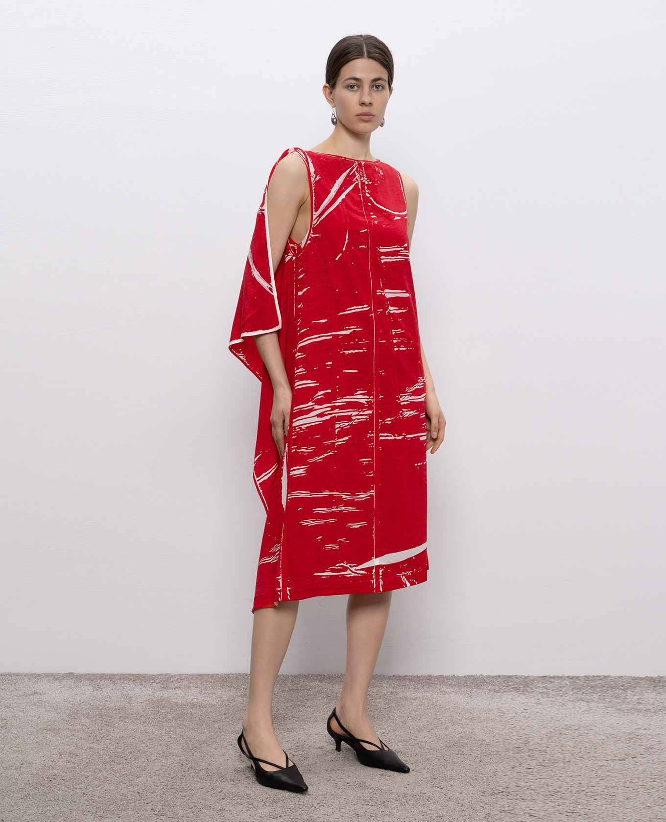 

Ondine black dress with printed silk PROENZA SCHOULER, Red