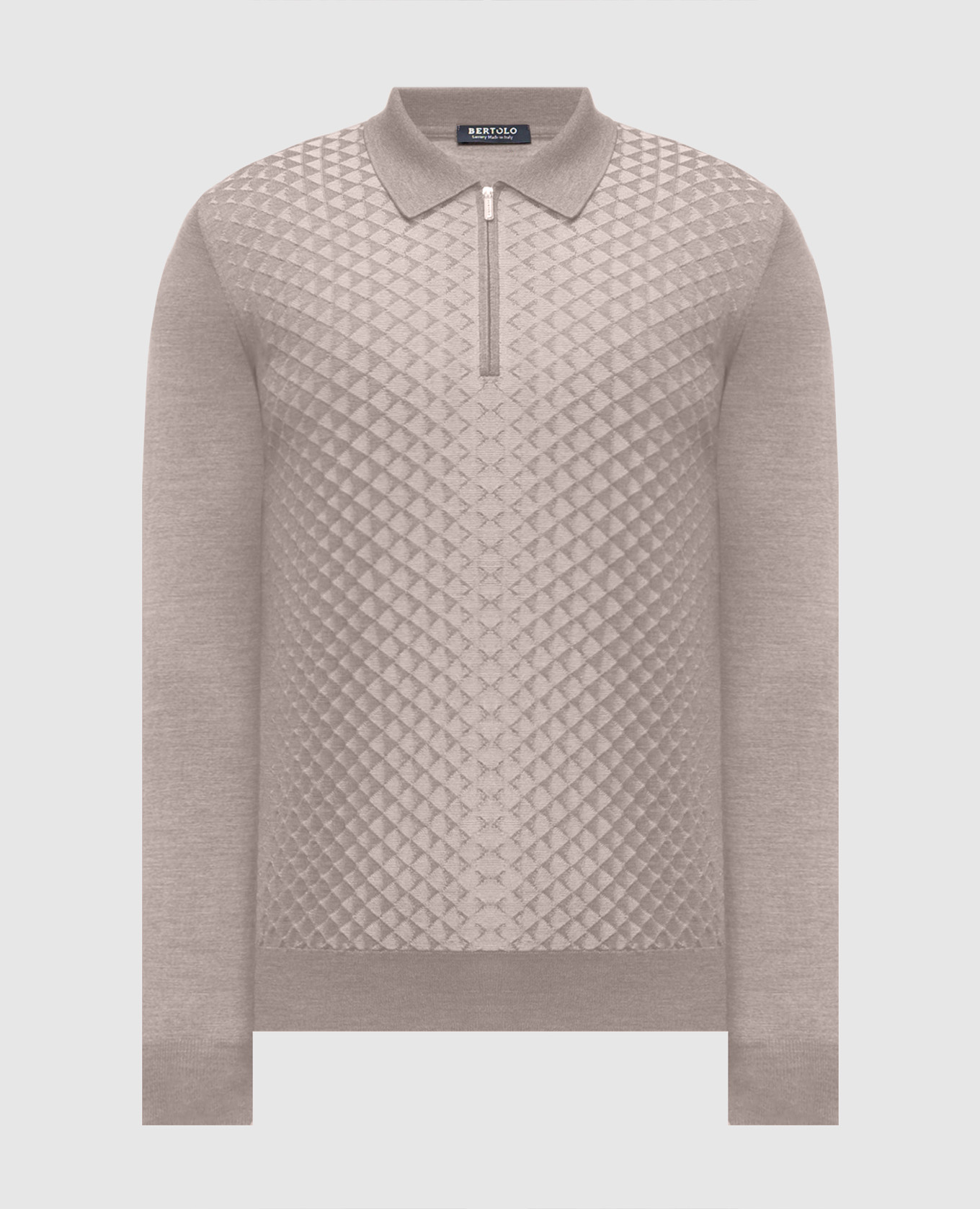 

Beige wool and silk polo shirt with woven pattern Bertolo Cashmere