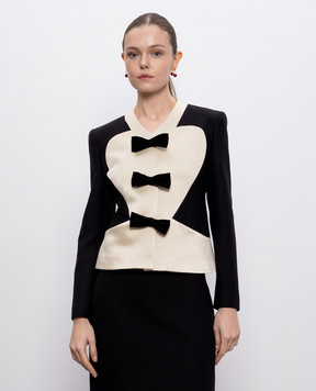 Valentino Black wool and silk jacket with appliqué 6B0CE4701CF