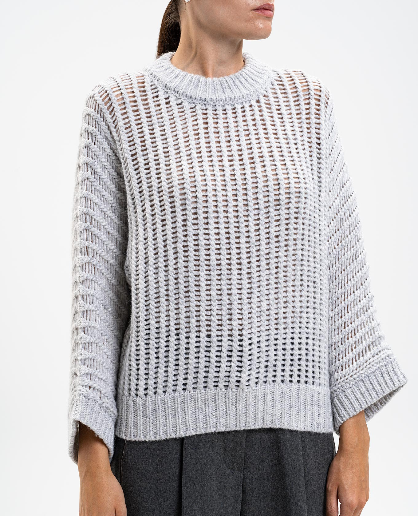 Gray alpaca wool sweater Peserico 5