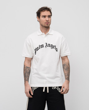Palm Angels White polo shirt with embroidered logo PMGB012S25FAB003