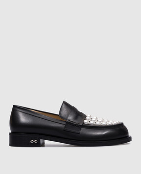 Mach&Mach Black beaded SIRENE leather loafers S077630CLF