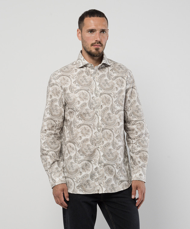 Brunello Cucinelli - Beige shirt with paisley print MM6570627