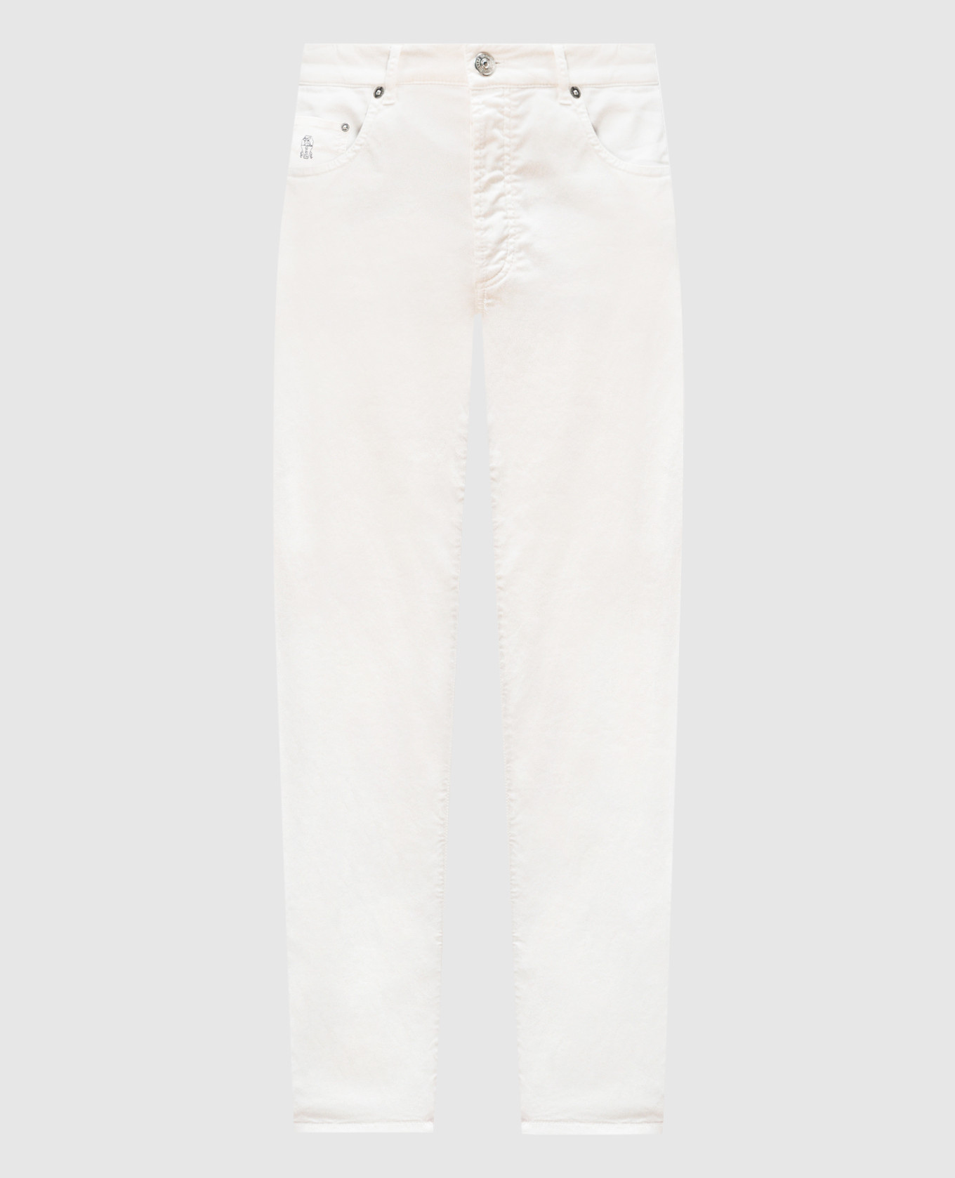

White pants with logo patch Brunello Cucinelli
