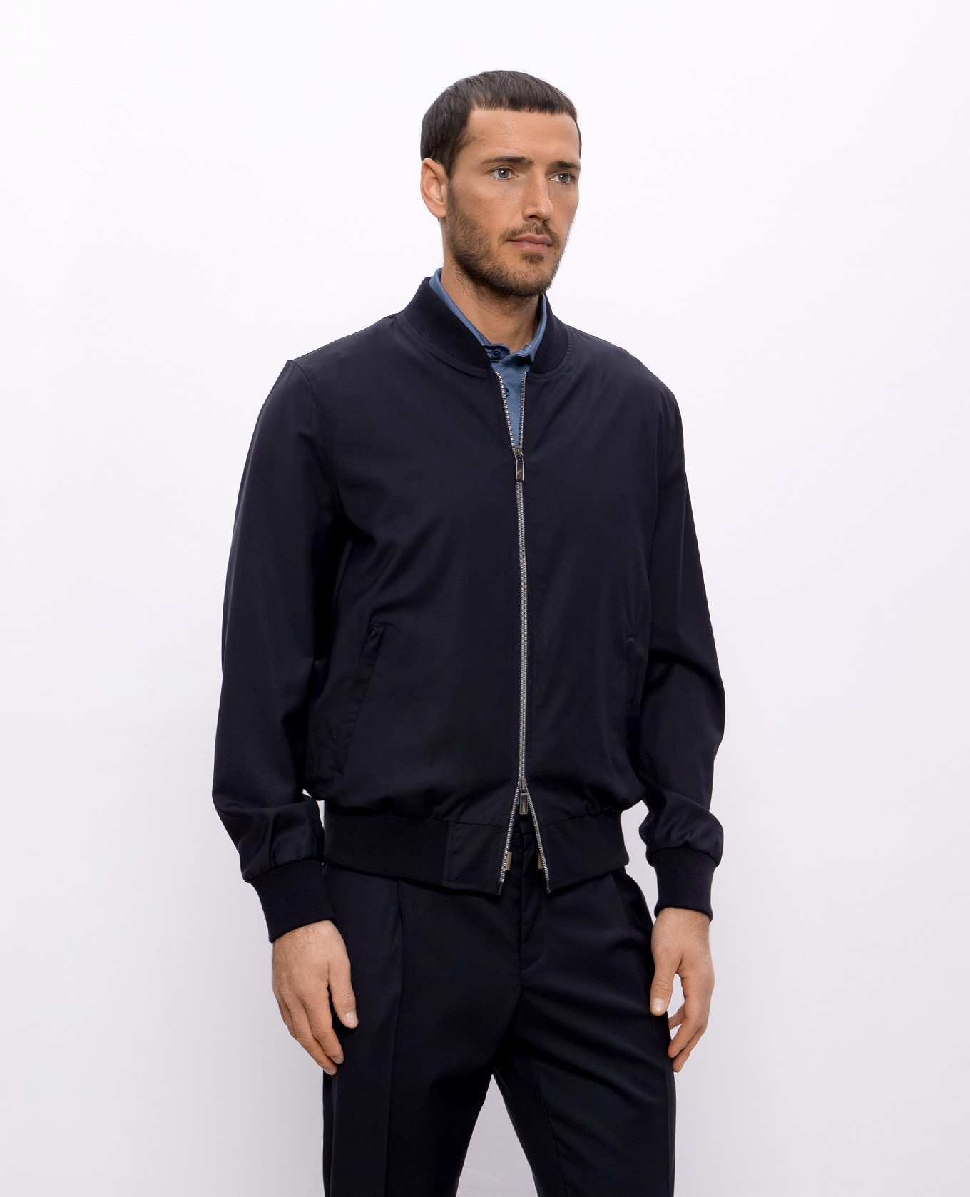 

Blue wool bomber jacket CAPOBIANCO