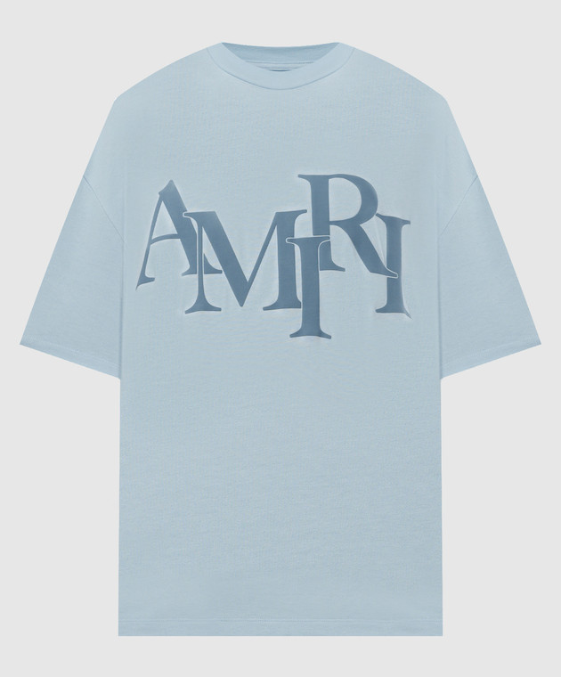 AMIRI - Straggered logo print t-shirt in blue AMJYTE1078