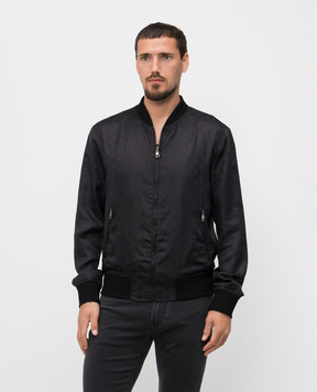 Dolce&Gabbana Black patterned silk bomber jacket G9PD5TFJ1JY