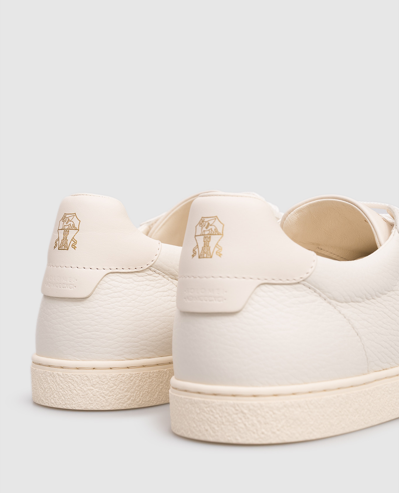 

White leather sneakers with logo print Brunello Cucinelli