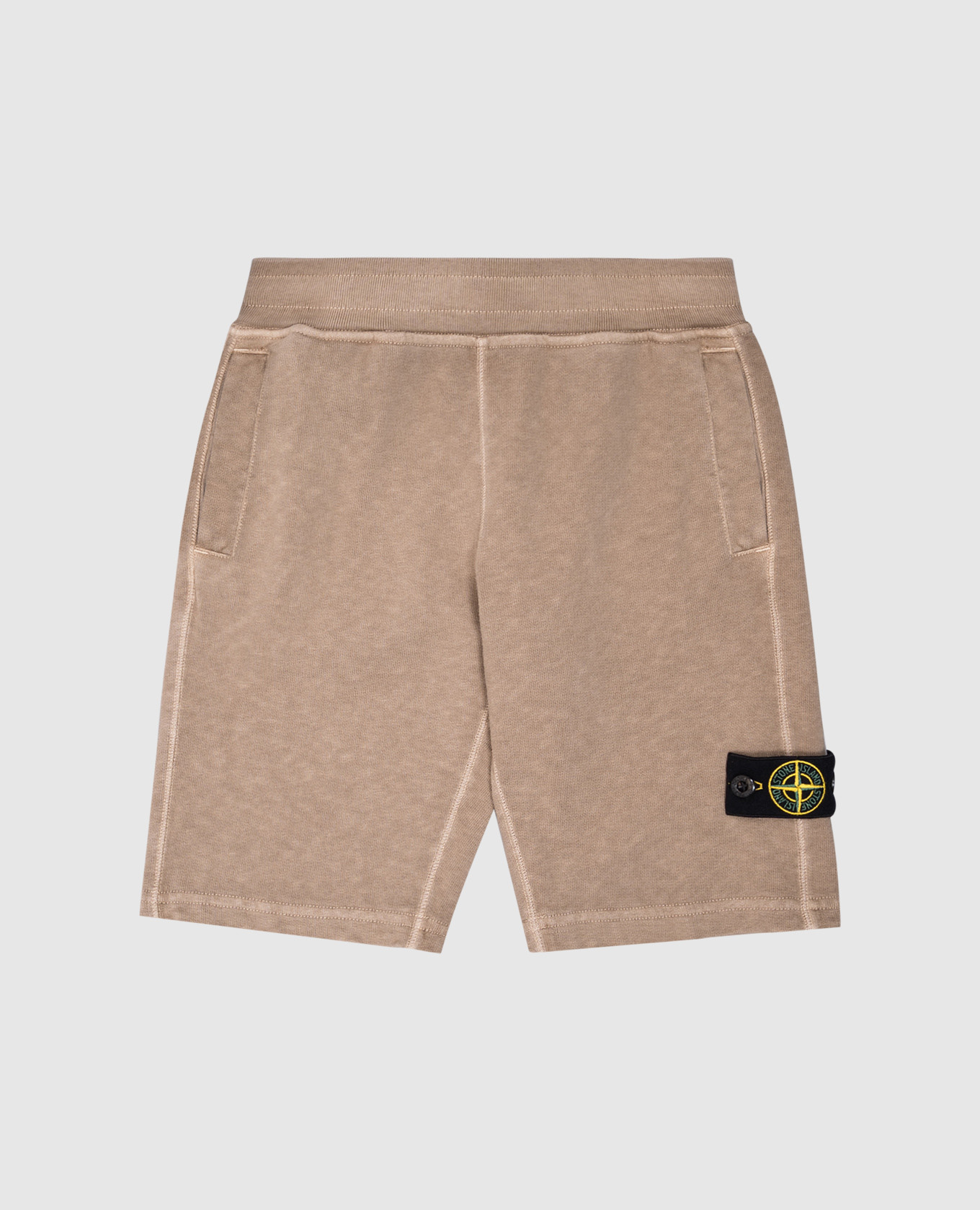 Children&#39;s beige shorts with logo Stone Island
