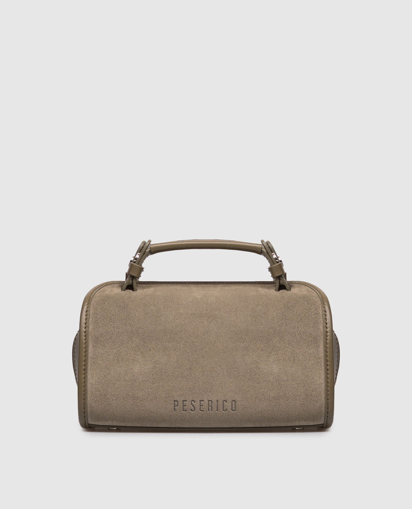 

Khaki suede bag with logo embossing Peserico