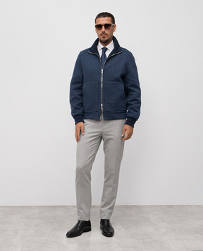Brunello Cucinelli Blue reversible cashmere jacket MY4799802