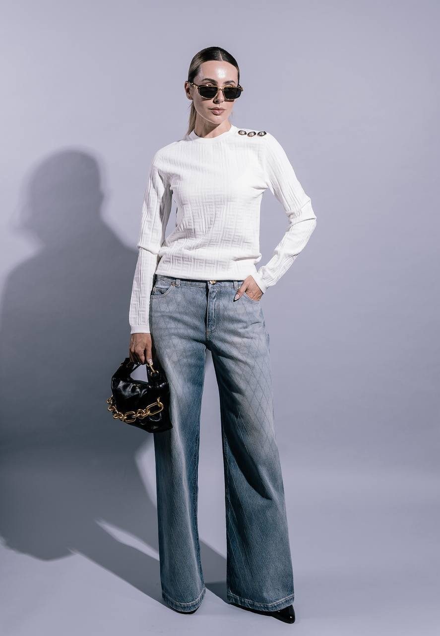 

White jumper with crazy pattern Balmain