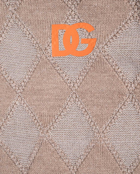 Dolce&Gabbana Children's brown wool sweater with DG monogram print L4KWH9JDVDH812+