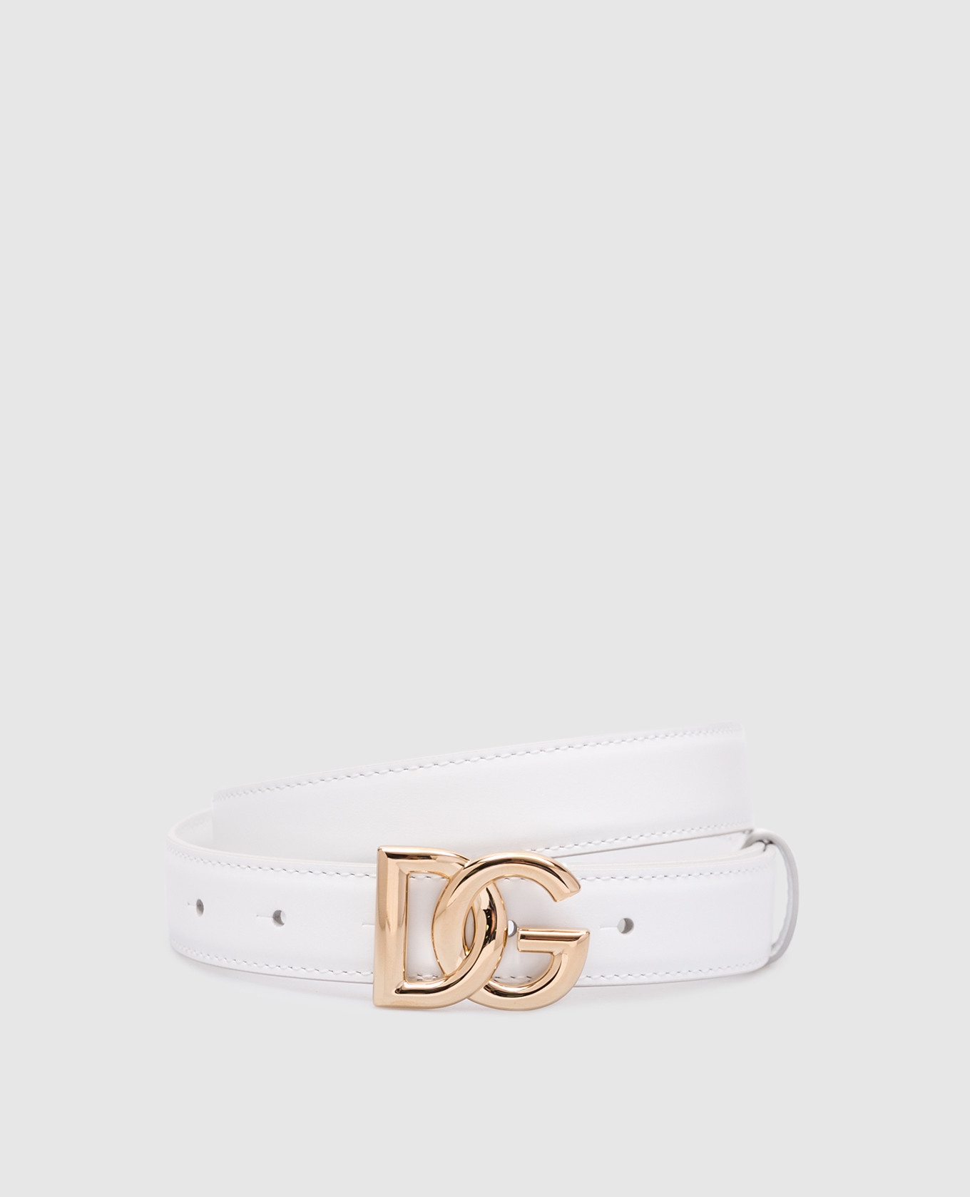 

White leather belt with monogram logo Dolce&Gabbana