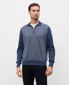 Doriani Cashmere Blue polo shirt made of wool, silk and cashmere in a pattern 18119ZEJ18ZIP79
