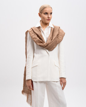 Brunello Cucinelli Brown striped linen stole MSCDAGL37