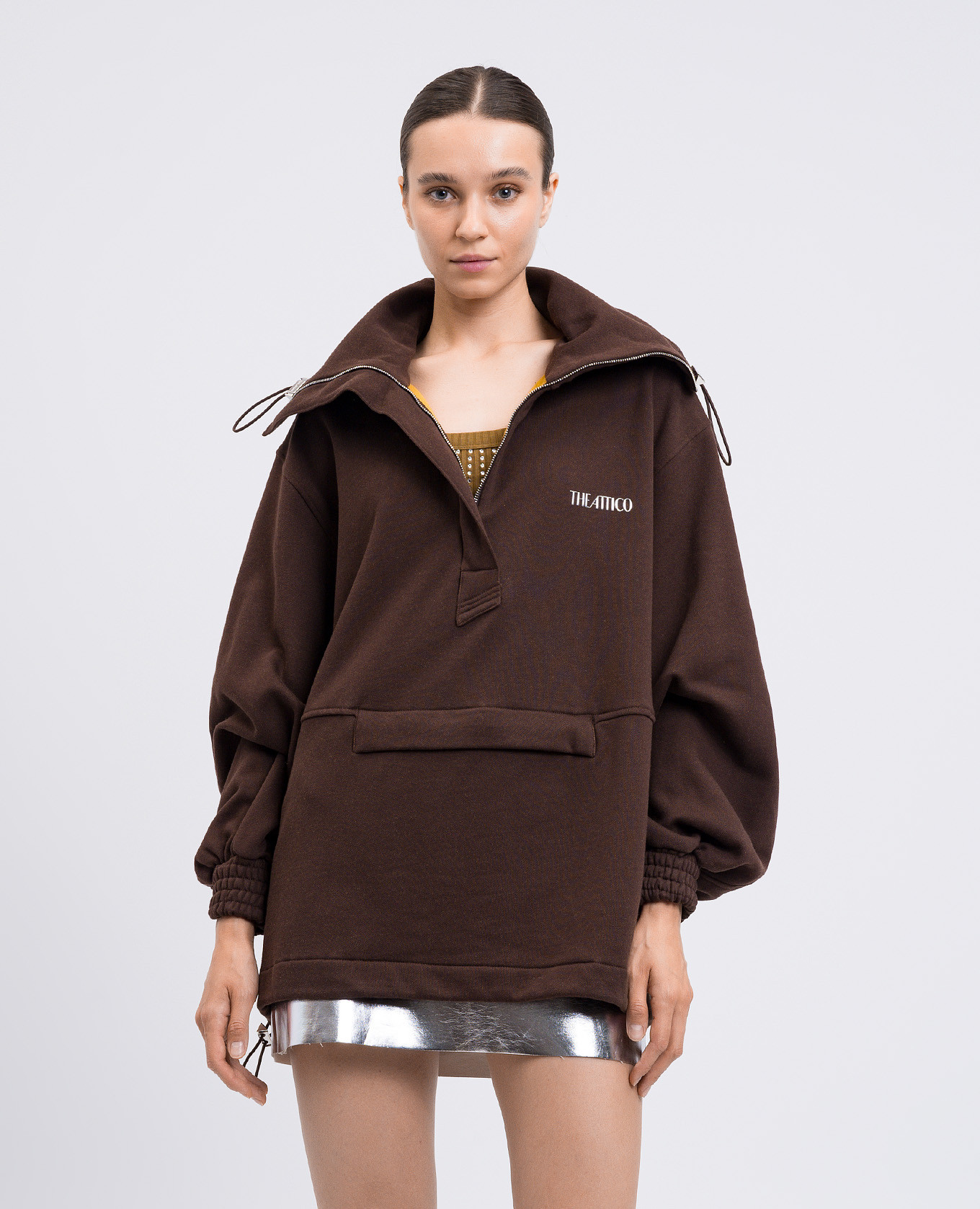 

Brown sports jacket with textured logo The Attico, Khaki