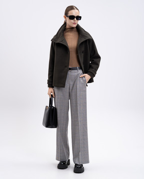 Peserico Brown double-breasted coat with wool and cashmere S2103603195
