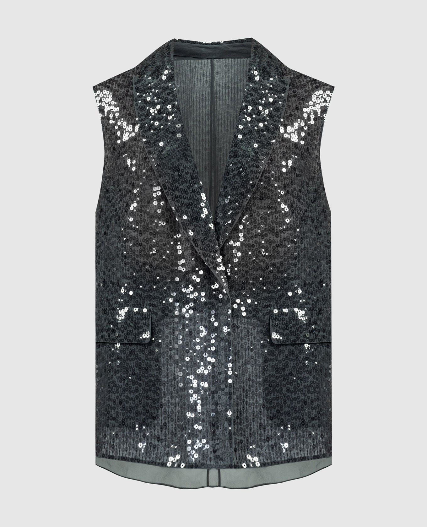 Gray vest made of silk with sequins Brunello Cucinelli