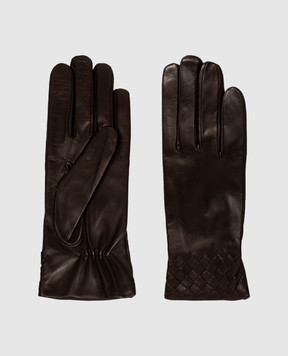 Babe Pay Pls Brown leather gloves with braiding 2225