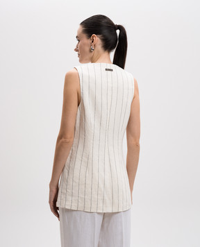 Peserico White striped linen vest S0300501250
