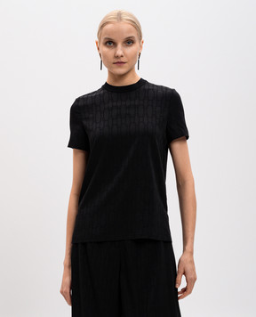 Agnona Black T-shirt with silk in woven pattern TT0901YJ5008