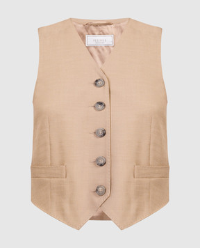 Peserico Brown vest with branded patch S03605V01958