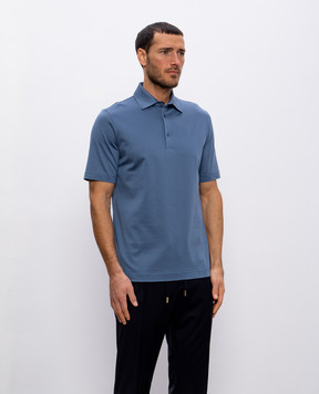 CAPOBIANCO Blue polo shirt with logo patch 18M601MK0058