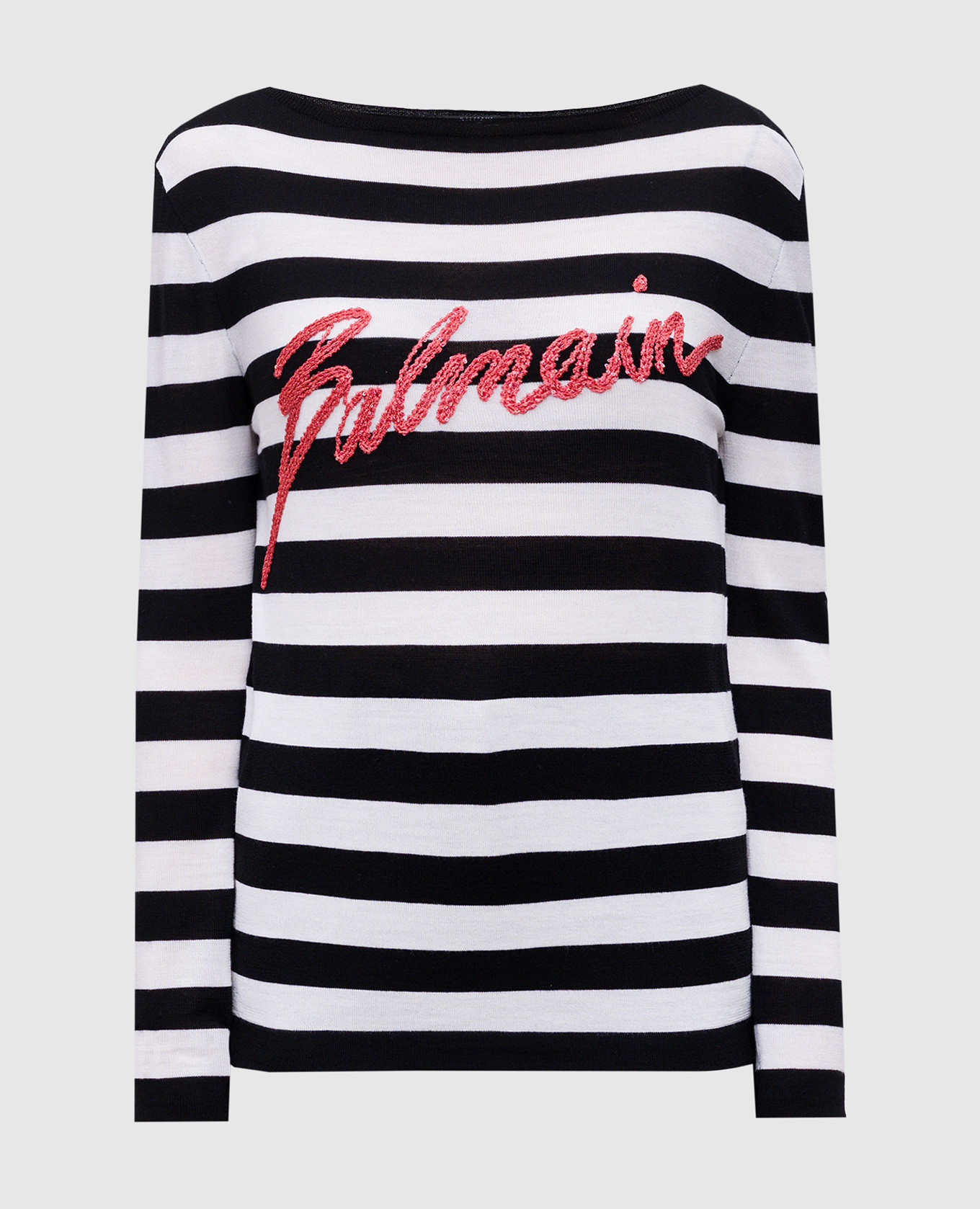 Striped merino wool jumper Balmain, White
