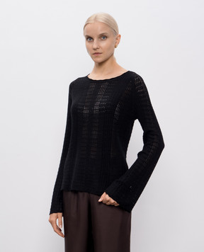 Loulou de Saison GRETA black openwork sweater made of wool and cashmere GRETA