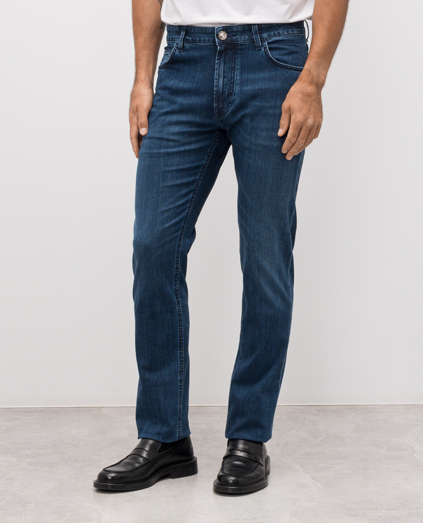 

Blue jeans with logo patch Stefano Ricci