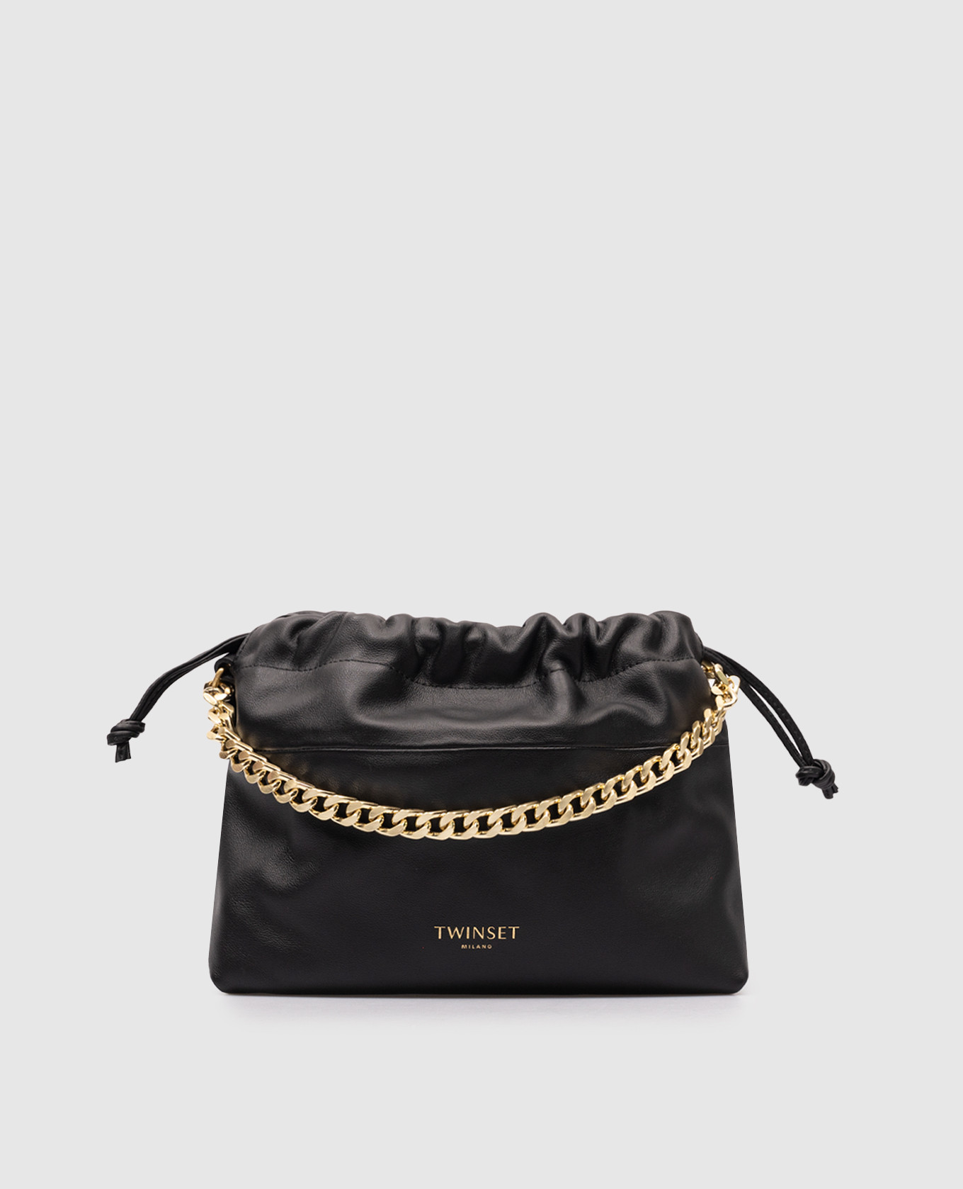 

Black leather bag with logo print Twinset