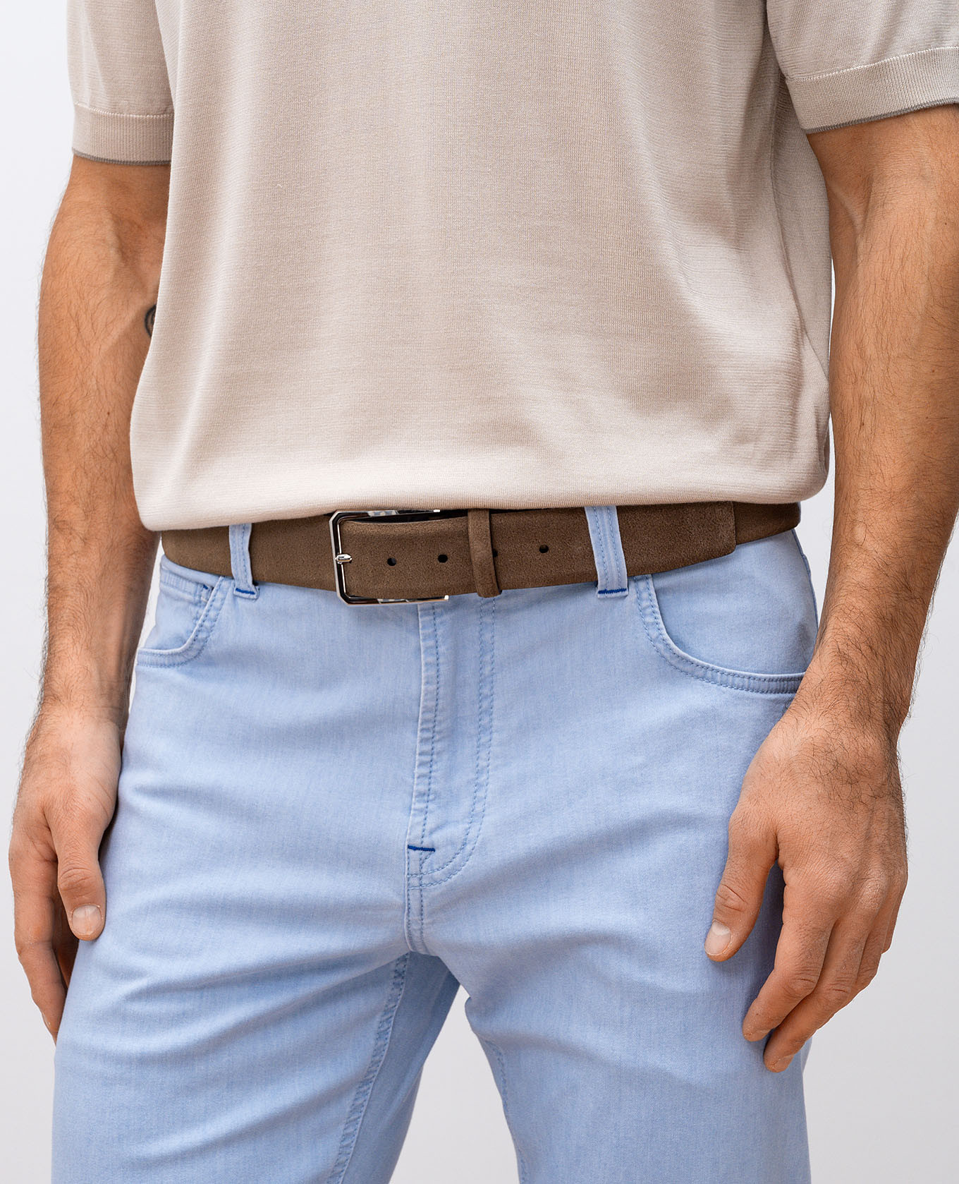 

Beige suede belt with logo Santoni