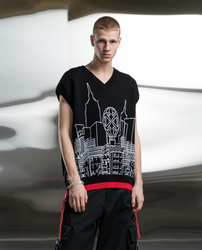 Off-White Black patterned Skyline vest OMHZ019S24KNI001
