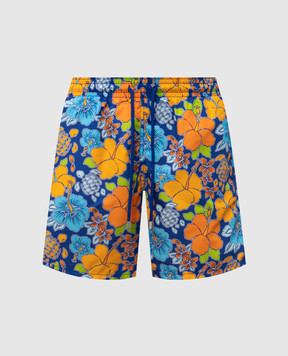 Vilebrequin Floral print swim shorts with logo MOOCB113