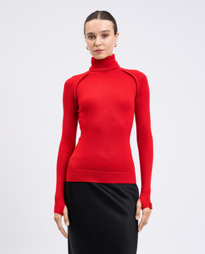 Victoria Beckham Red wool golf with logo patch 1325KTP006541A