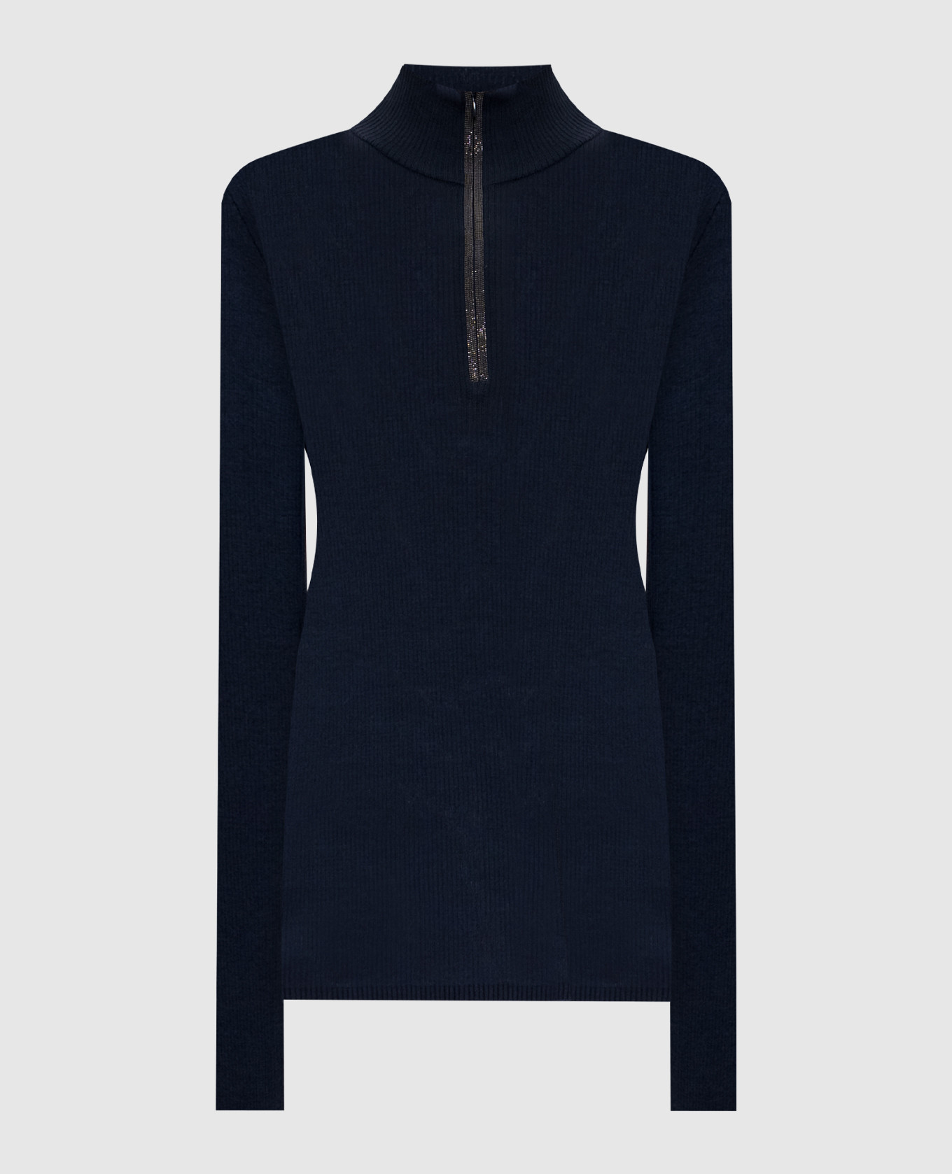

Blue wool and cashmere turtleneck with zipper Brunello Cucinelli