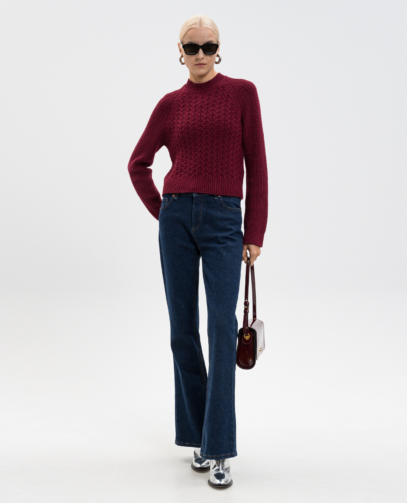 

Burgundy wool and cashmere sweater with logo Palm Angels