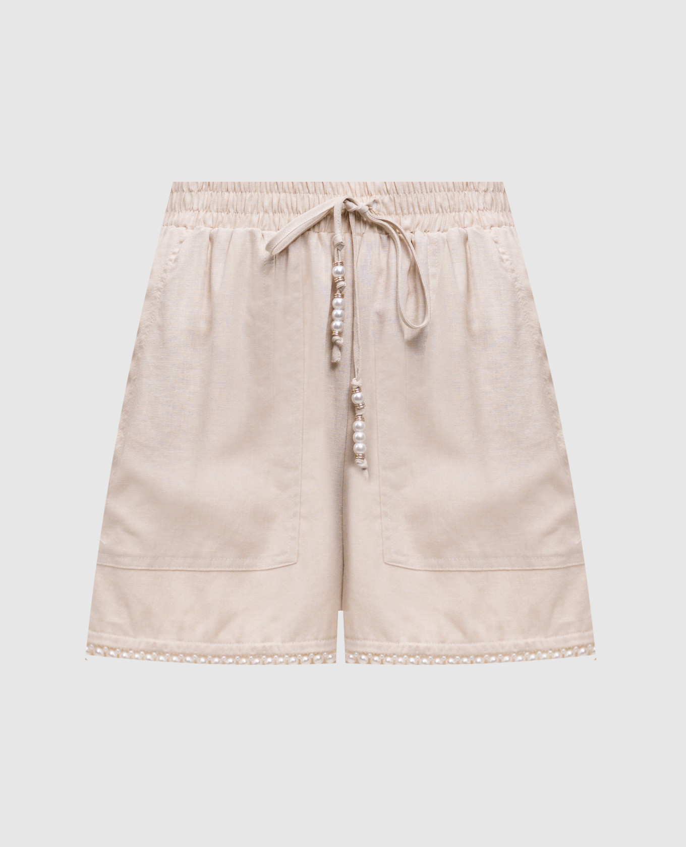

Beige linen shorts with beads Twinset