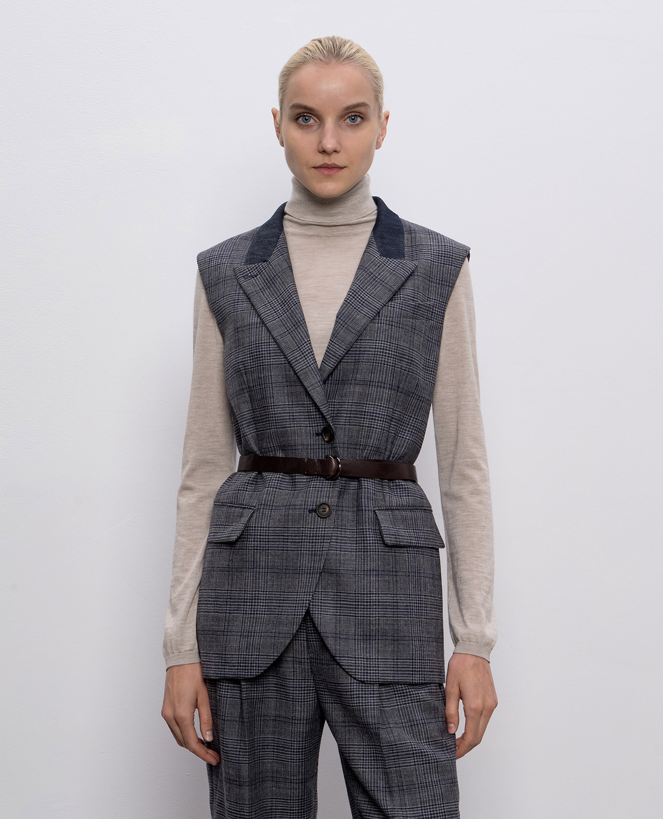 

Gray checked wool vest Brunello Cucinelli, Grey