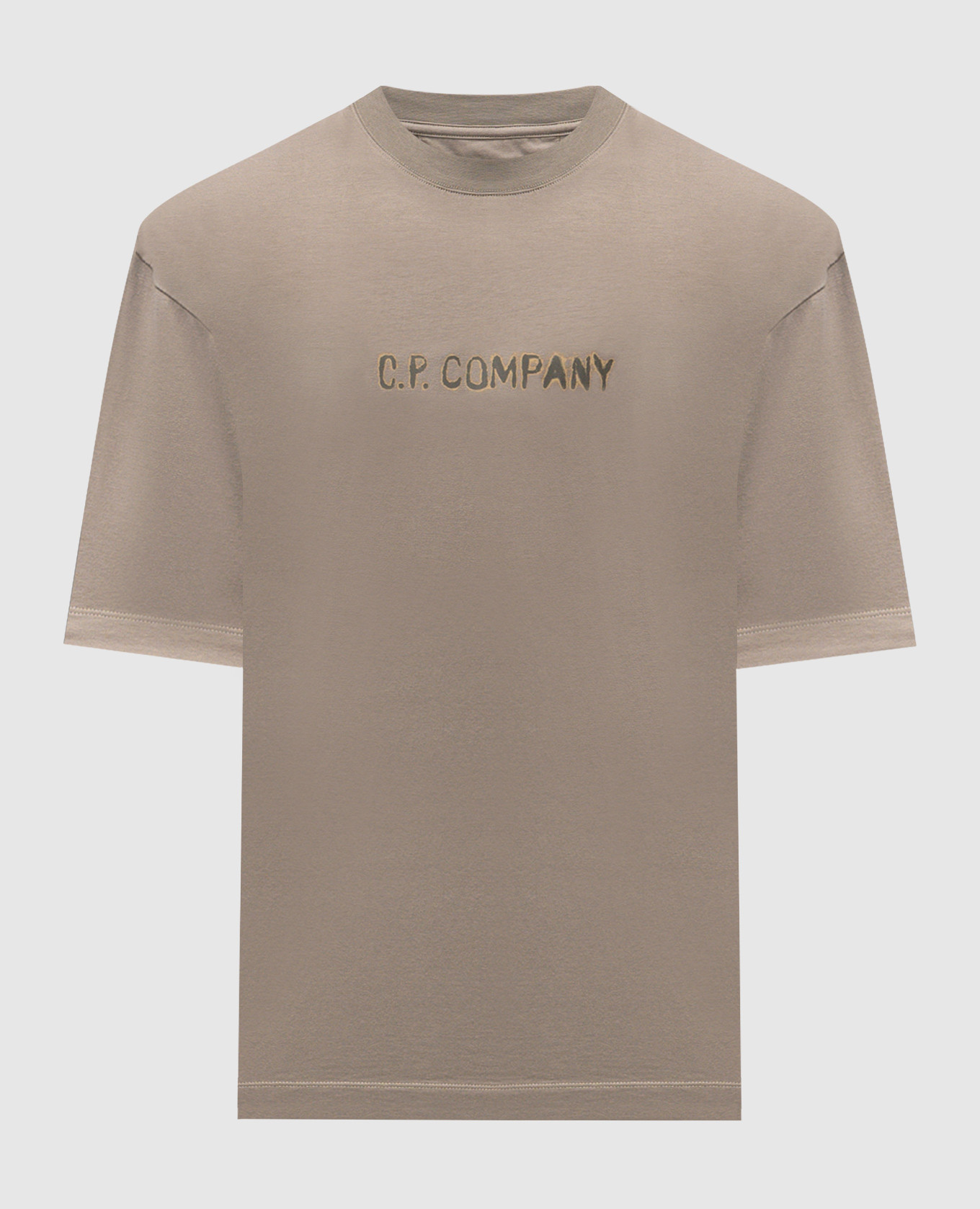 Khaki T-shirt with logo print C.P. Company