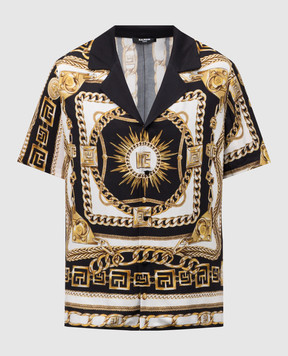Balmain Black shirt with branded print FH1HN150VI41