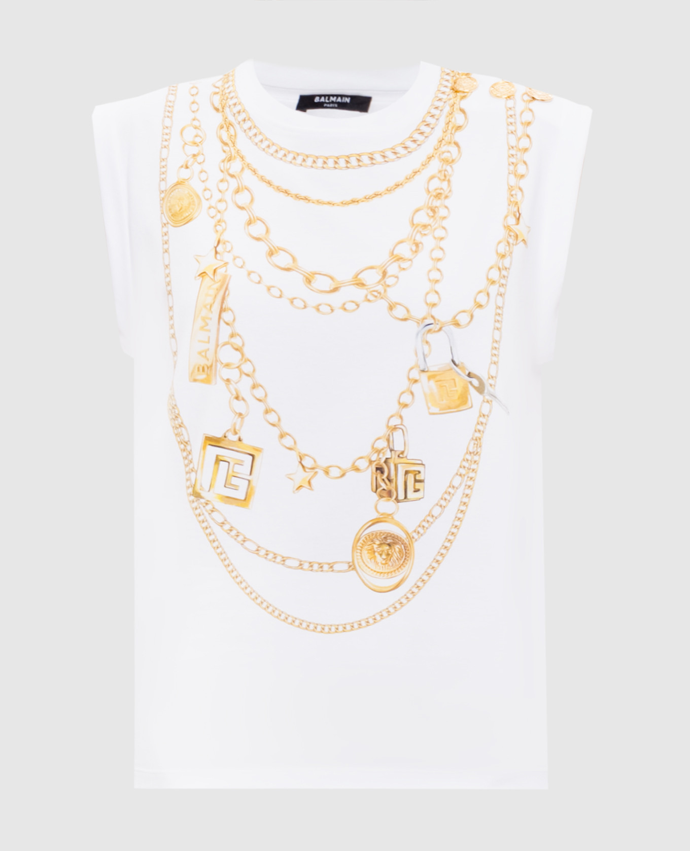 

White top with branded print Balmain