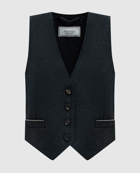 Peserico Gray wool vest with monil chain and lurex S0311703359